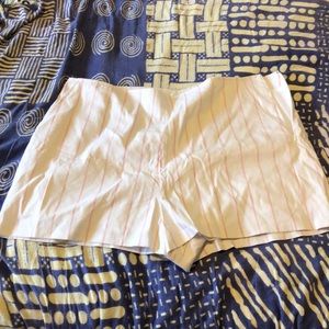 White and pink striped shorts